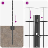 Fence with Posts Grey 0.6 x 10 m Steel 3336055