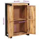 Highboard with Doors Brown Solid Rough Mango Wood and Metal 4104766