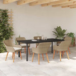 Garden Dining Set with Cushion 7 pcs Beige Poly Rattan 3261703