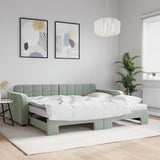 Daybed with Trundle and Mattresses Light Grey 90x190 cm Velvet 3197021