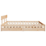 ZNTS Bed Frame without Mattress 200x200 cm Solid Wood Pine 3301522