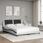 Bed Frame with LED without Mattress "Zadar" White and Black 160x200 cm 3214123