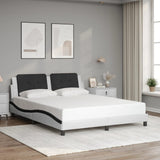Bed Frame with LED without Mattress "Zadar" White and Black 160x200 cm 3214123