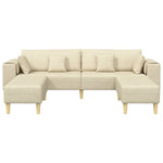 Fabric Sofa with Cushion 3 pcs Cream 208 cm Fabric 3335168