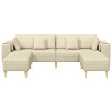 Fabric Sofa with Cushion 3 pcs Cream 208 cm Fabric 3335168