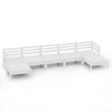 7 Piece Garden Lounge Set White Solid Wood Pine 3083345