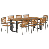 Garden Dining Set 9 pcs Grey Solid Acacia Wood 3365470