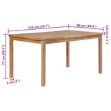 Garden Table 150x90x77 cm Solid Teak Wood 44997