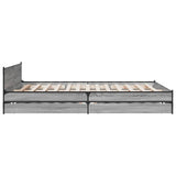 Bed Frame with Drawers without Mattress Grey Sonoma 150x200 cm King Size 3279930