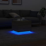 Coffee Table with LED Lights Sonoma Oak 50x50x40 cm 839870