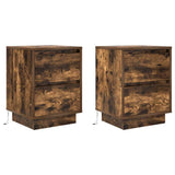 Bedside Cabinets with LED Lights 2 pcs Smoked Oak 38x34x50 cm 861292