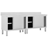 Work Tables with Sliding Doors 2pcs 240x50xcm Stainless Steel 3055903