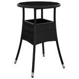 3 Piece Garden Bistro Set with Cushions Black Poly Rattan 3187440