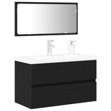 Bathroom Furniture Set 3 pcs Black Oak Engineered Wood 3334335