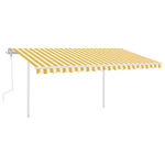 ZNTS Manual Retractable Awning with LED 4.5x3 m Yellow and White 3069963