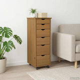 Rolling Cabinet Honey Brown 34 x 39 x 93.5 cm Solid Pine Wood 42028364