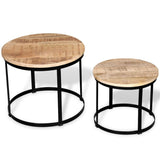 Two Piece Coffee Table Set Rough Mango Wood Round 40 cm/50 cm 244006