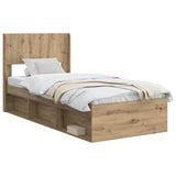 Bed Frame with Storage and Headboard Artisan Oak 75 x 190 cm 3414274