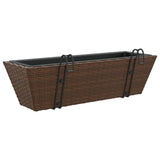 ZNTS Planters with hooks 2 pcs Brown Poly Rattan 366402