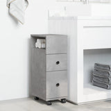 Narrow Bathroom Cabinet with Wheels Concrete Grey Engineered Wood 855235