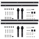 Sliding Door Hardware Kits 2 pcs 200 cm Steel Black 3059845