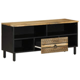 TV Cabinet Black 100x33.5x46 cm Solid Rough Wood Mango 4018644