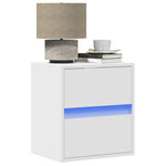 ZNTS Wall-mounted Bedside Cabinets with LED Lights 2 pcs White 3307962