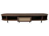 TV Stand with 1 Rattan Drawer and 2 Sliding Doors,Oval TV Cabinet Storage Sideboard with Rounded N605P339346B