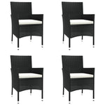 ZNTS 5 Piece Garden Dining Set with Cushions Black Poly Rattan 3187451