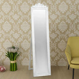243691 Free-Standing Mirror Baroque Style 160x40 cm White