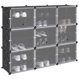 Storage Cube Organiser with 9 Cubes and Doors Black PP 4019577