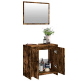 2 Piece Bathroom Furniture Set Smoked Oak Engineered Wood 835697