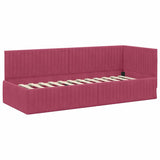 Corner Bed Frame with Headboard Wine red 80 x 200 cm Velvet 42016250