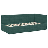 Corner Bed Frame with Headboard Dark green 90 x 190 cm Velvet 42016380