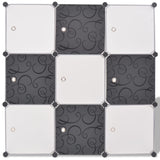 Storage Cube Organiser with 9 Compartments Black and White 244924