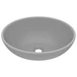 Luxury Basin Oval-shaped Matt Light Grey 40x33 cm Ceramic 146927