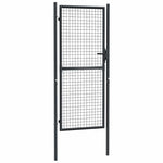 Mesh Garden Gate Galvanised Steel 100x200 cm Grey 145775