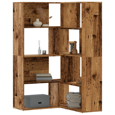 Corner Bookcase 4-Tier Old Wood 85x85x140 cm Engineered Wood 3307817