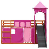 Bunk Bed without Mattress with Slide and Curtains Pink 90x200 cm 3284196