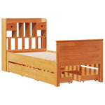 ZNTS Bookcase Bed without Mattress Wax Brown 90x200 cm Solid Wood Pine 3308932