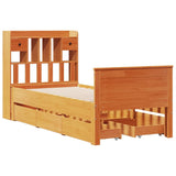 ZNTS Bookcase Bed without Mattress Wax Brown 90x200 cm Solid Wood Pine 3308932