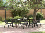 Garden Dining Set 7 pcs Black Powder-Coated Steel 3379384