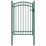 Fence Gate "EMMEN" with Arched Top Steel 100x106 cm Green 146365