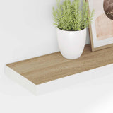 Floating Wall Shelf Oak and White 120x23.5x3.8 cm MDF 326585