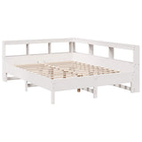 Bookcase Bed without Mattress White 150x200 cm King Size Solid Wood Pine 3324419