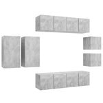 8 Piece TV Cabinet Set Concrete Grey Engineered Wood 3079124