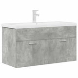 Bathroom Sink Cabinet with Built-in Basin and Faucet Concrete Grey 3324891