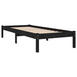 810011 Bed Frame without Mattress Black Solid Wood 100x200 cm
