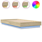 Bed Frame without Mattress with LED Lights Sonoma Oak 90x190 cm Single 839541