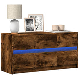 TV Cabinet with LED Smoked Oak 100x34x50 cm Engineered Wood 852219